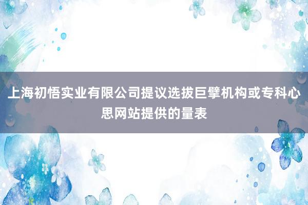 上海初悟实业有限公司提议选拔巨擘机构或专科心思网站提供的量表